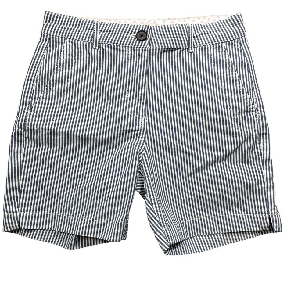 Boden 4 Shorts Blue White Strip Cotton Blend Pockets